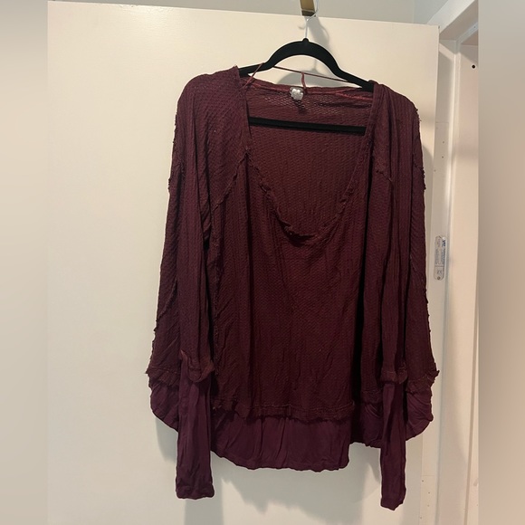 Free People Long Sleeve Burgundy Top - Picture 1 of 1